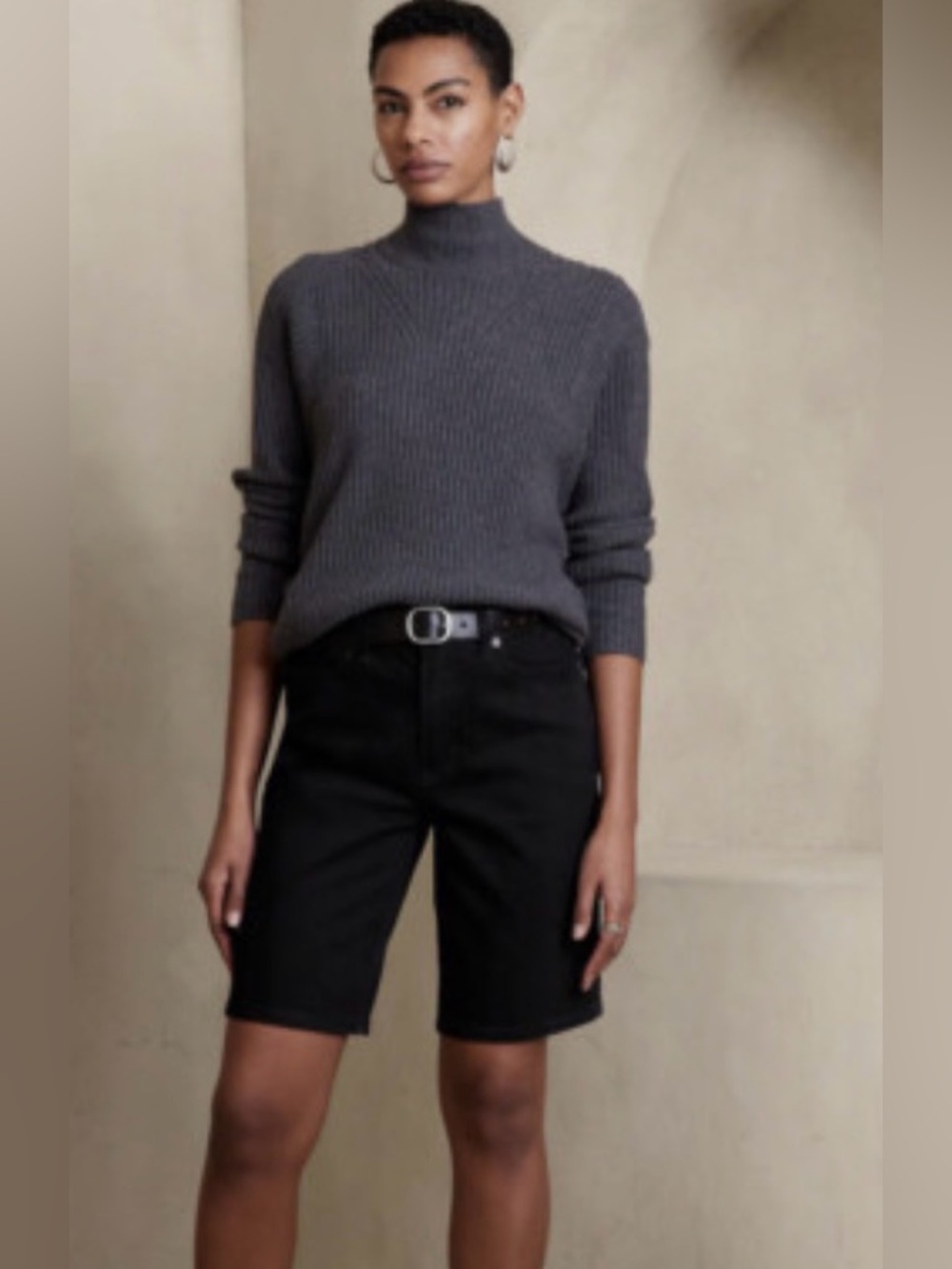 Banana republic black denim long shorts